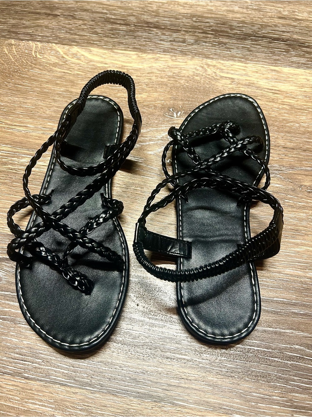 Black Braided Strappy Sandals EU 38